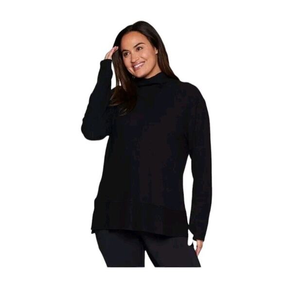 RBX Plus Studio Jacquard Mock Neck Pullover Sweatshirt Black NWT, Women's XXL - Picture 1 of 15